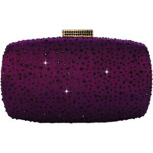 🆕 Women Purple Crystal Clutch Purse Evening Wedding Party Bridal Rhinestone Bag